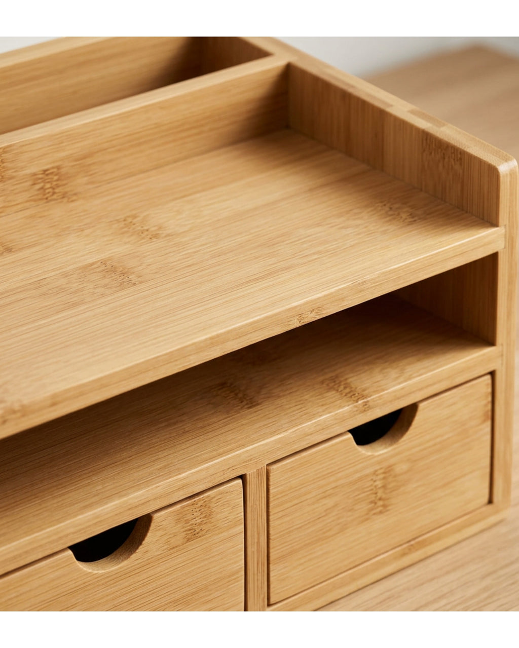 Ovpfb Bamboo Desk Organizer with Mail Slot and Two Drawers Natural - Detail view