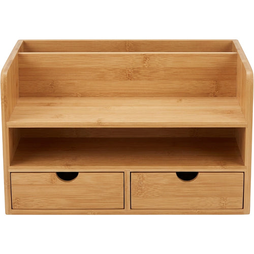 Ovpfb Bamboo Desk Organizer with Mail Slot and Two Drawers Natural - Product view