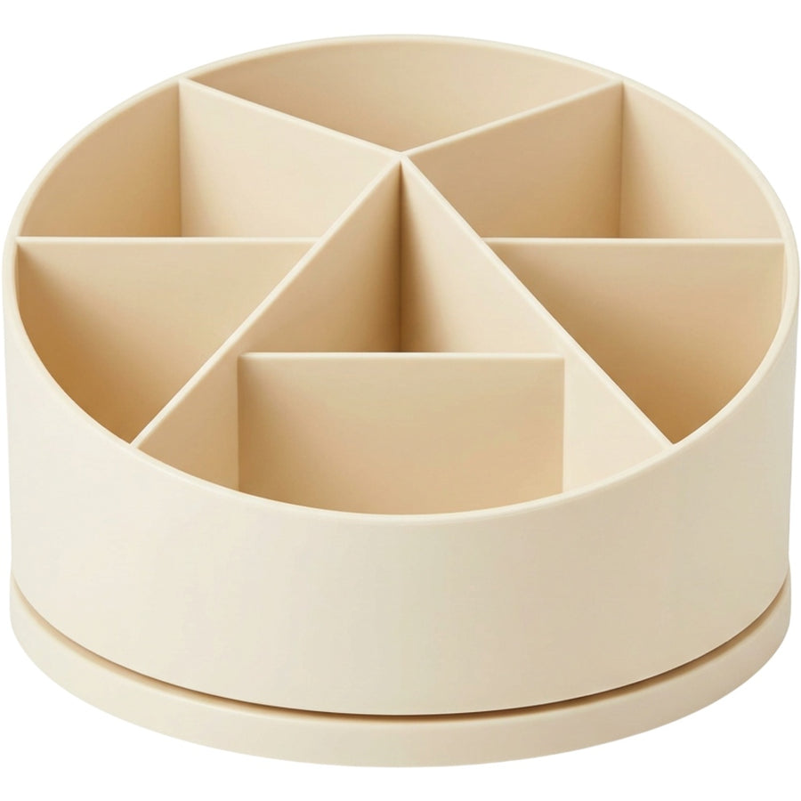 Ovpfb Rotating Desktop Organizer with Six Compartments Ivory