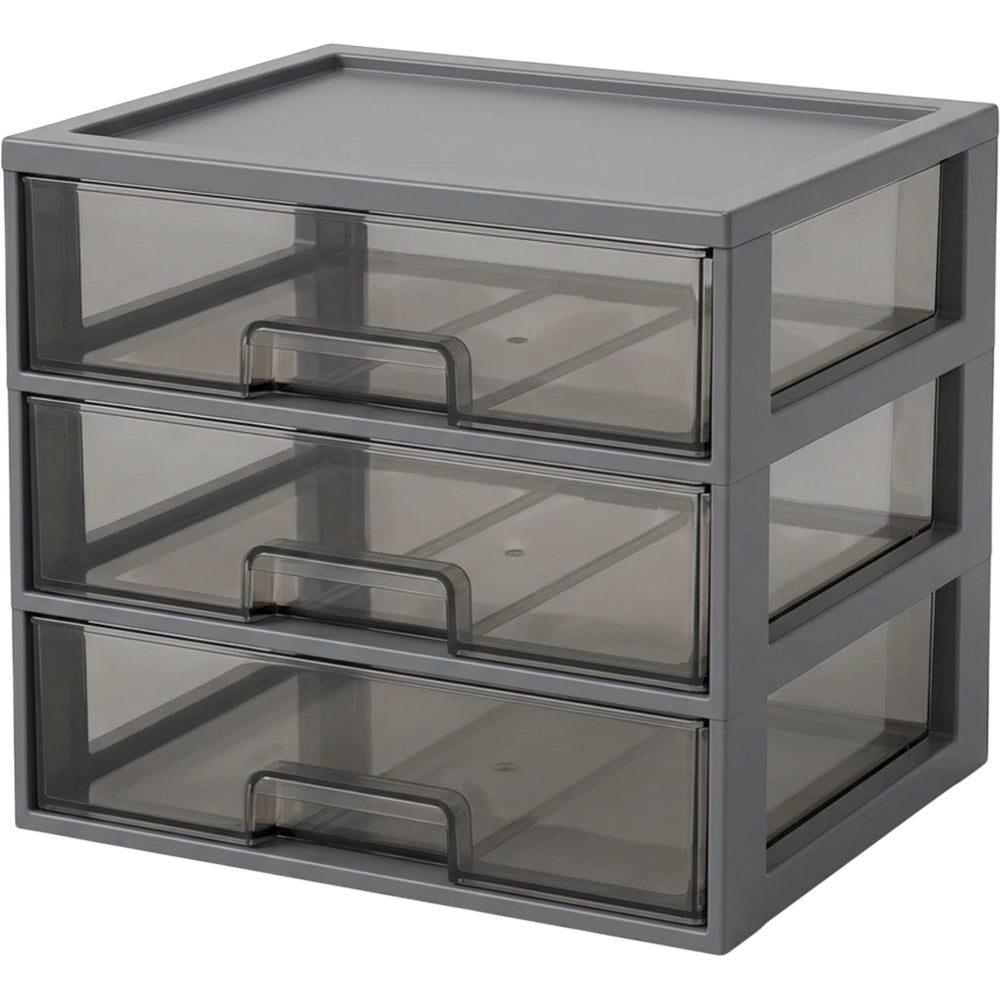 Ovpfb Stackable Desktop Organizer with Three Drawers Smoke Gray - Product view