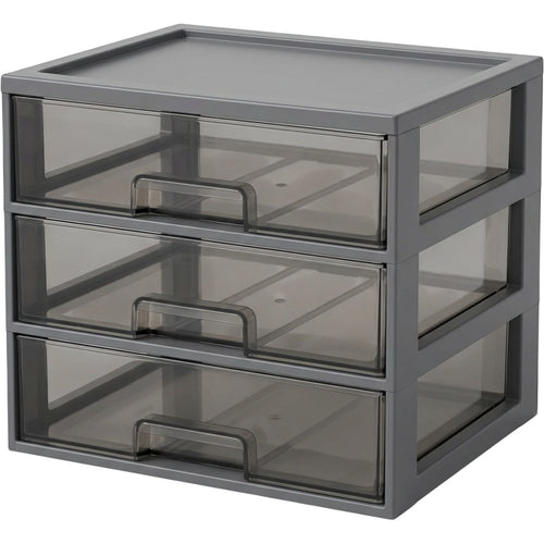 Ovpfb Stackable Desktop Organizer with Three Drawers Smoke Gray - Product view
